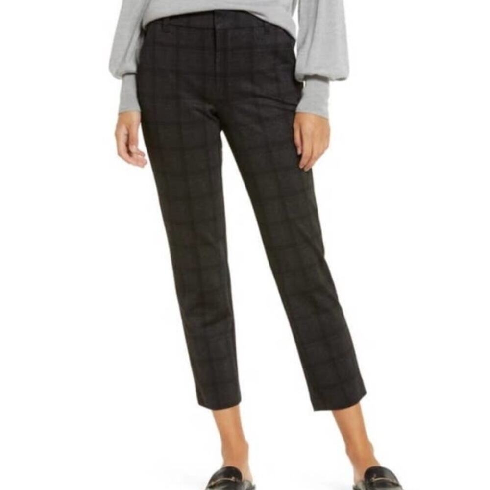 Wit & Wisdom Womens 6P Ab-Solution Plaid High Waist Ankle Skinny Pants Cabernet